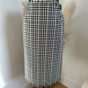 Telluride Clothing VTG Tartan Plaid Kilt Fringe Skirt Black White Wool Blend Sz6